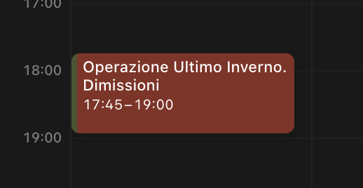 L'evento sul calendario per la data delle dimissioni